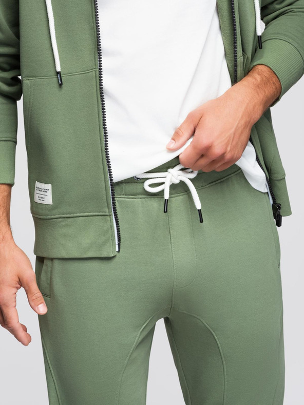 Ombre Clothing Férfi fleece szett kapucnis pulóver + jogger nadrág - világoszöld V3 Z119 Ombre Clothing