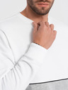 Ombre Clothing Férfi OVERSIZE pulóver kontrasztos szín kombinációban - fehér és szürke V1 B1673 Ombre Clothing