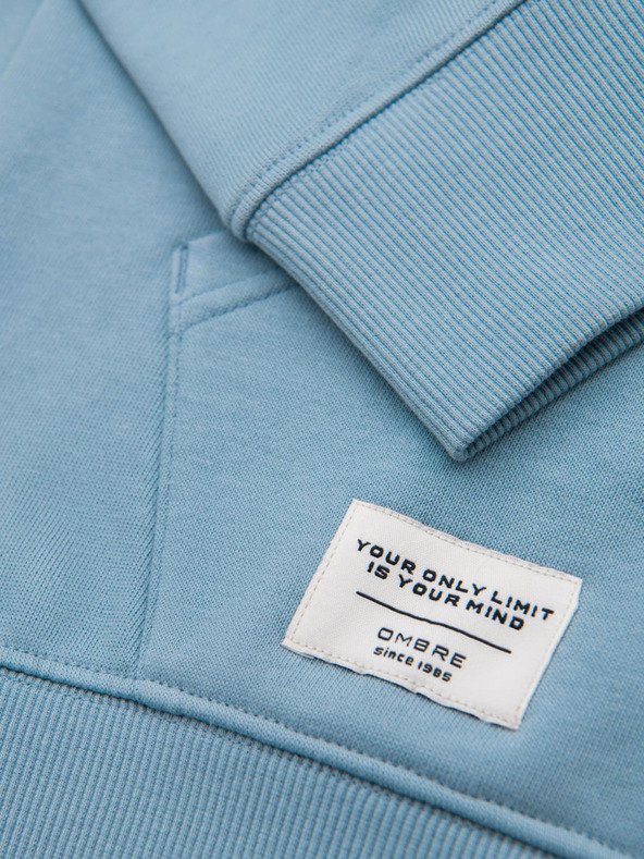 Ombre Clothing Férfi kenguru BASIC pulóver kapucnival - kék V7 B1674 Ombre Clothing