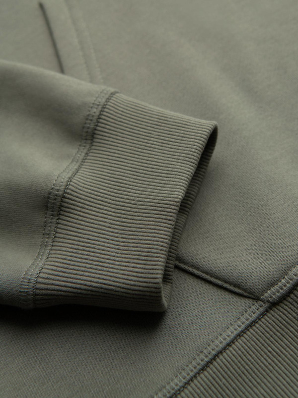 Ombre Clothing Férfi kenguru pulóver hímzéssel és kapucnival - khaki V3 OM-SSNZ-0241 Ombre Clothing