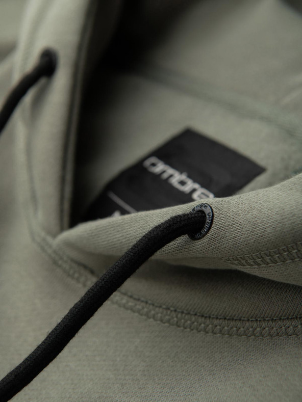 Ombre Clothing Férfi kenguru pulóver hímzéssel és kapucnival - khaki V3 OM-SSNZ-0241 Ombre Clothing