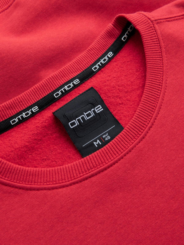 Ombre Clothing Férfi pulóver kerek nyakkivágással és felvarrással - piros V1 B1713 Ombre Clothing
