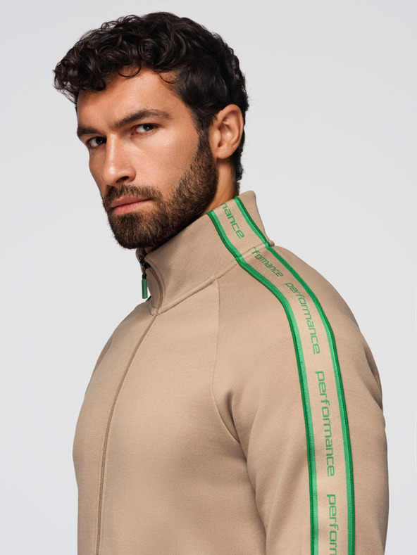 Ombre Clothing Férfi fleece szett nyújtható pulóver + jogger nadrág - világosbarna V1 Z113 Ombre Clothing