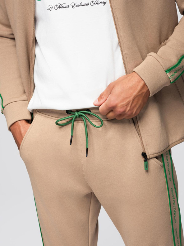 Ombre Clothing Férfi fleece szett nyújtható pulóver + jogger nadrág - világosbarna V1 Z113 Ombre Clothing