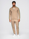 Ombre Clothing Férfi fleece szett nyújtható pulóver + jogger nadrág - világosbarna V1 Z113 Ombre Clothing