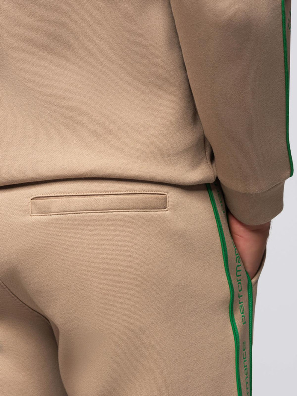 Ombre Clothing Férfi fleece szett nyújtható pulóver + jogger nadrág - világosbarna V1 Z113 Ombre Clothing