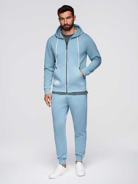 Ombre Clothing Férfi fleece szett kapucnis pulóver + jogger nadrág - világoskék V7 Z119 Ombre Clothing