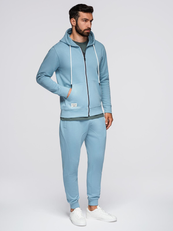 Ombre Clothing Férfi fleece szett kapucnis pulóver + jogger nadrág - világoskék V7 Z119 Ombre Clothing