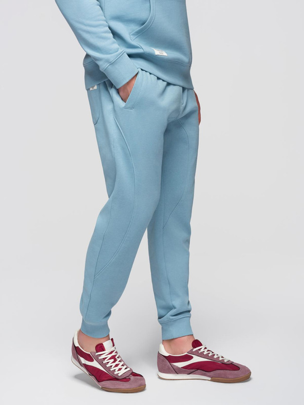 Ombre Clothing Férfi pamut fleece szett pulóver + jogger nadrág - kék V7 Z121 Ombre Clothing