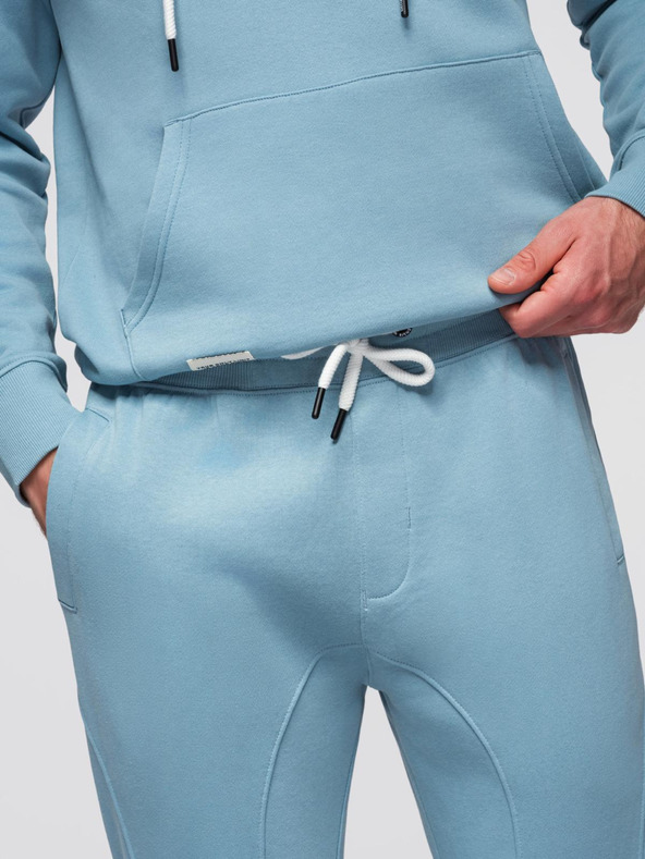 Ombre Clothing Férfi pamut fleece szett pulóver + jogger nadrág - kék V7 Z121 Ombre Clothing