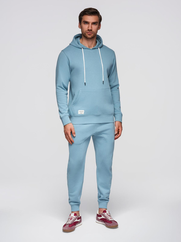 Ombre Clothing Férfi pamut fleece szett pulóver + jogger nadrág - kék V7 Z121 Ombre Clothing