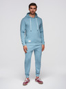 Ombre Clothing Férfi pamut fleece szett pulóver + jogger nadrág - kék V7 Z121 Ombre Clothing