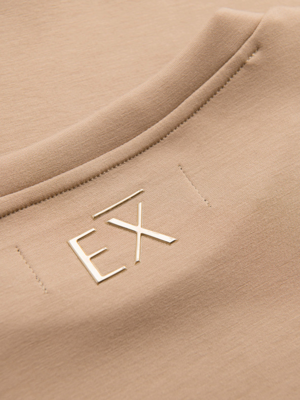 Ombre Clothing Férfi pulóver fényes nyomással a mellkason - bézs V3 OM-SNBC-0199 Ombre Clothing