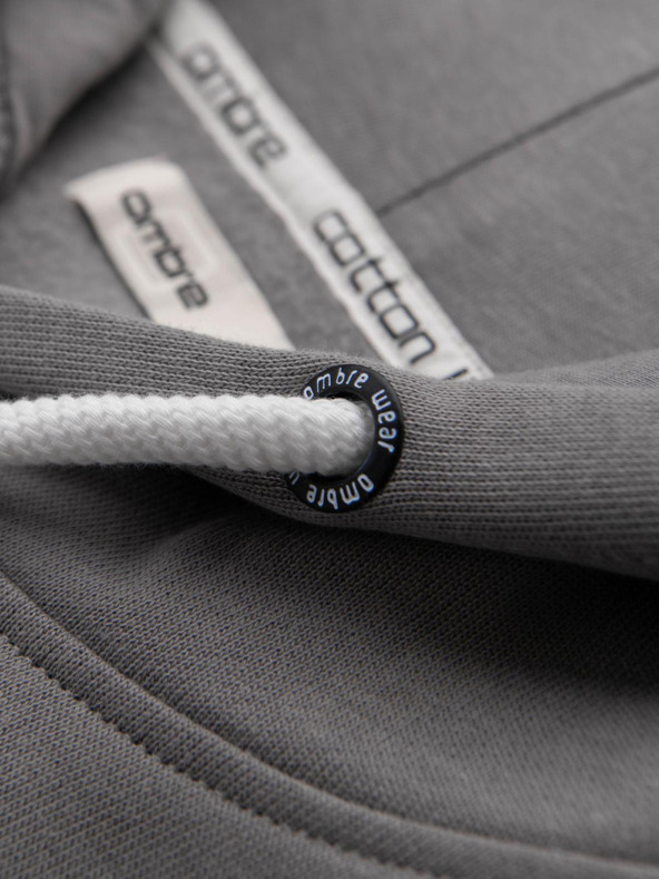 Ombre Clothing Férfi BASIC pulóver kenguru zsebbel és kapucnival - szürke V8 B1674 Ombre Clothing