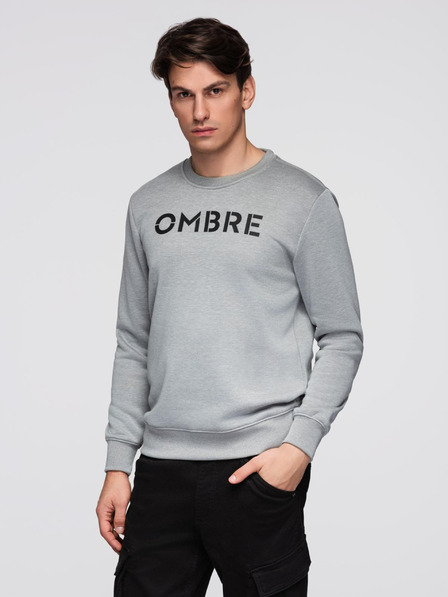 Ombre Clothing Klasszikus férfi pulóver feliratokkal - szürke melír V1 B1711 Ombre Clothing