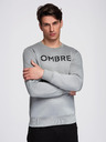 Ombre Clothing Klasszikus férfi pulóver feliratokkal - szürke melír V1 B1711 Ombre Clothing