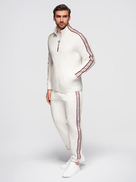 Ombre Clothing Férfi fleece szett nyújtható pulóver + jogger nadrág - fehér V2 Z113 Ombre Clothing