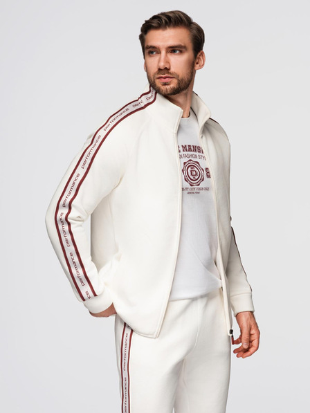 Ombre Clothing Férfi fleece szett nyújtható pulóver + jogger nadrág - fehér V2 Z113 Ombre Clothing