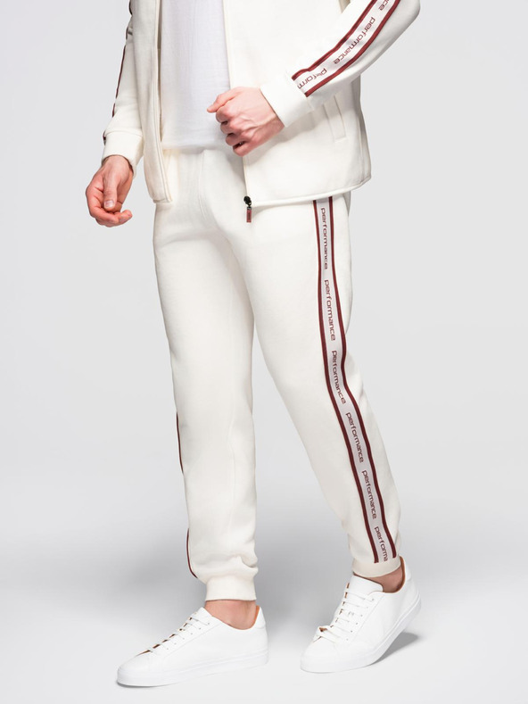 Ombre Clothing Férfi fleece szett nyújtható pulóver + jogger nadrág - fehér V2 Z113 Ombre Clothing