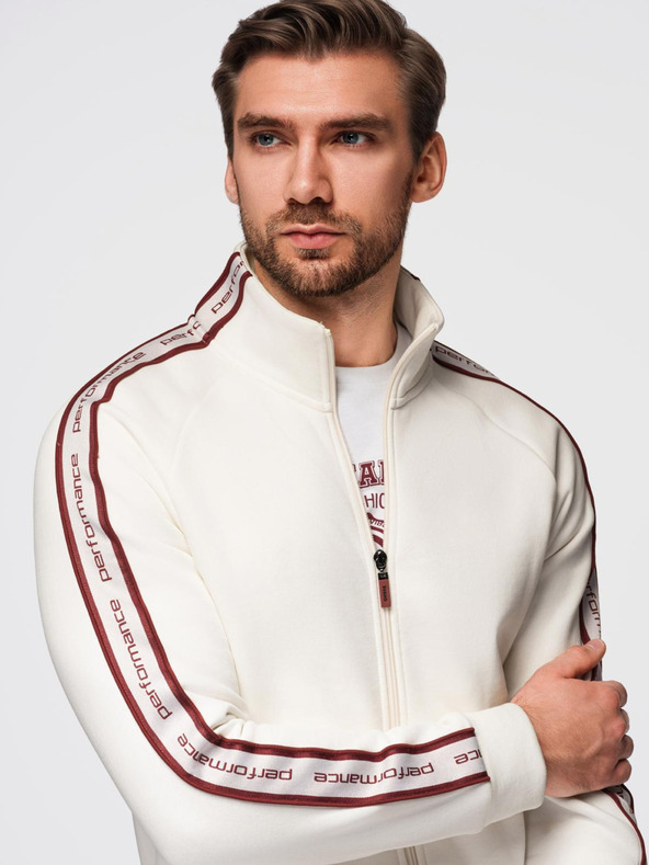 Ombre Clothing Férfi fleece szett nyújtható pulóver + jogger nadrág - fehér V2 Z113 Ombre Clothing