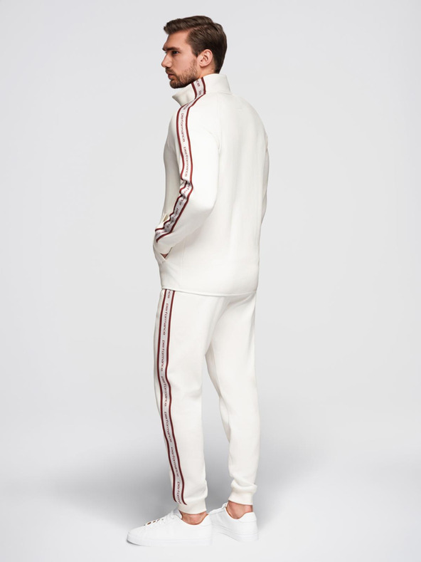 Ombre Clothing Férfi fleece szett nyújtható pulóver + jogger nadrág - fehér V2 Z113 Ombre Clothing