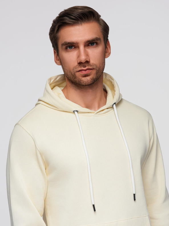 Ombre Clothing Férfi pamut melegítő szett kenguru zseb + jogger nadrág - krém V11 Z121 Ombre Clothing