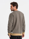Ombre Clothing Férfi OVERSIZE pulóver kontraszt szín keveredéssel - khaki V7 B1673 Ombre Clothing