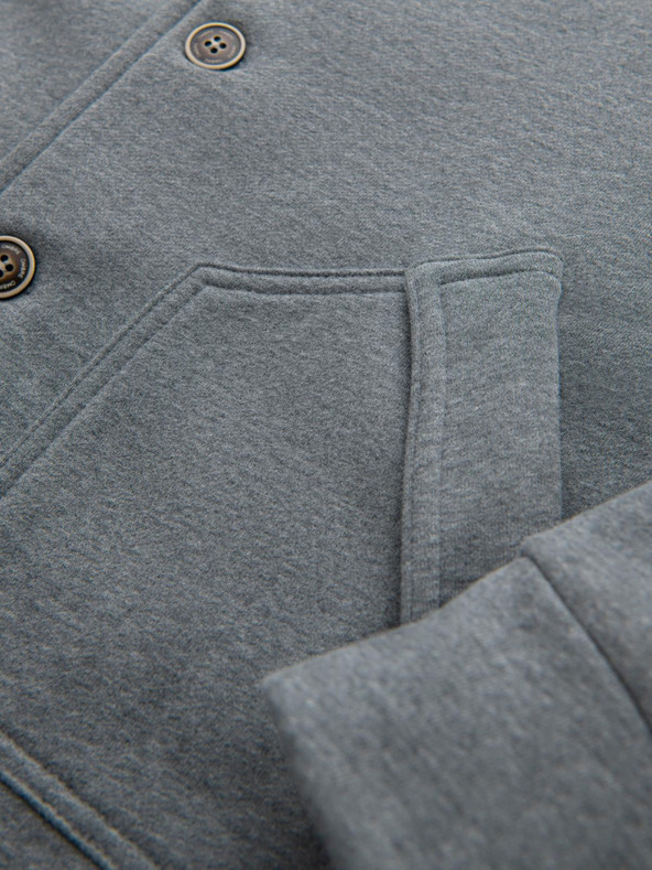 Ombre Clothing Férfi gombos pulóver állógallérral - szürke melange V7 OM-SSZP-0240 Ombre Clothing