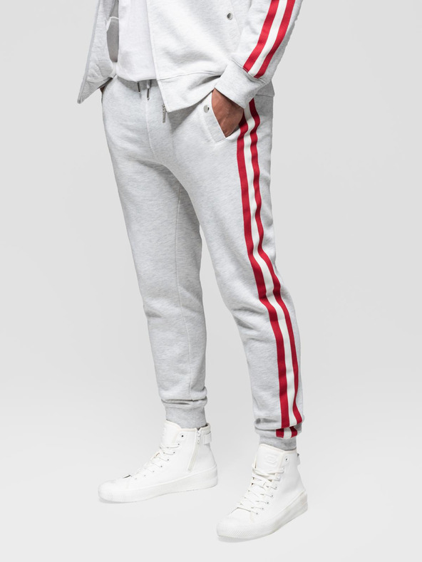 Ombre Clothing Férfi melegítő szett pulóver + melegítő - szürke melange V1 Z114 Ombre Clothing