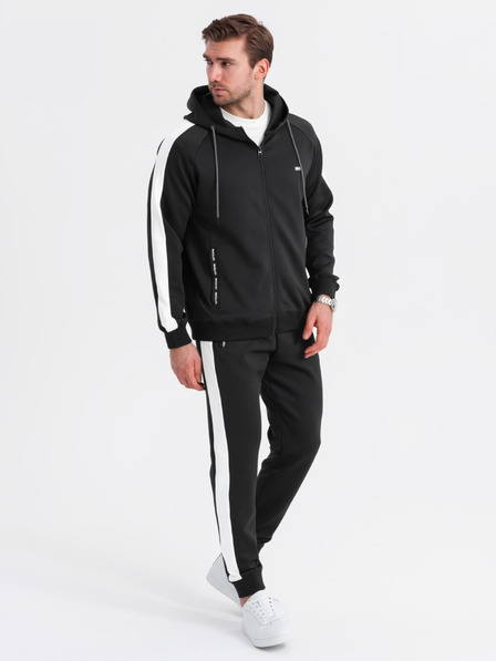Ombre Clothing Férfi oldschool melegítő szett kapucnis pulóver + jogger nadrág - fekete V1 Z118 Ombre Clothing