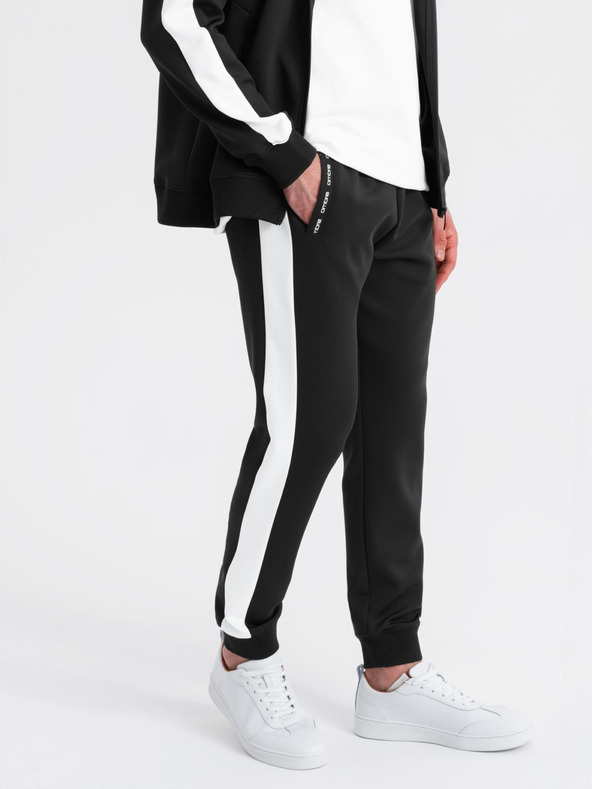 Ombre Clothing Férfi oldschool melegítő szett kapucnis pulóver + jogger nadrág - fekete V1 Z118 Ombre Clothing