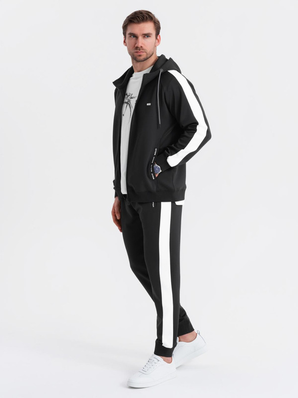 Ombre Clothing Férfi oldschool melegítő szett kapucnis pulóver + jogger nadrág - fekete V1 Z118 Ombre Clothing