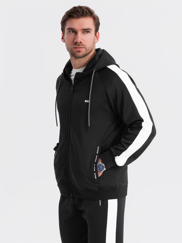 Ombre Clothing Férfi oldschool melegítő szett kapucnis pulóver + jogger nadrág - fekete V1 Z118 Ombre Clothing