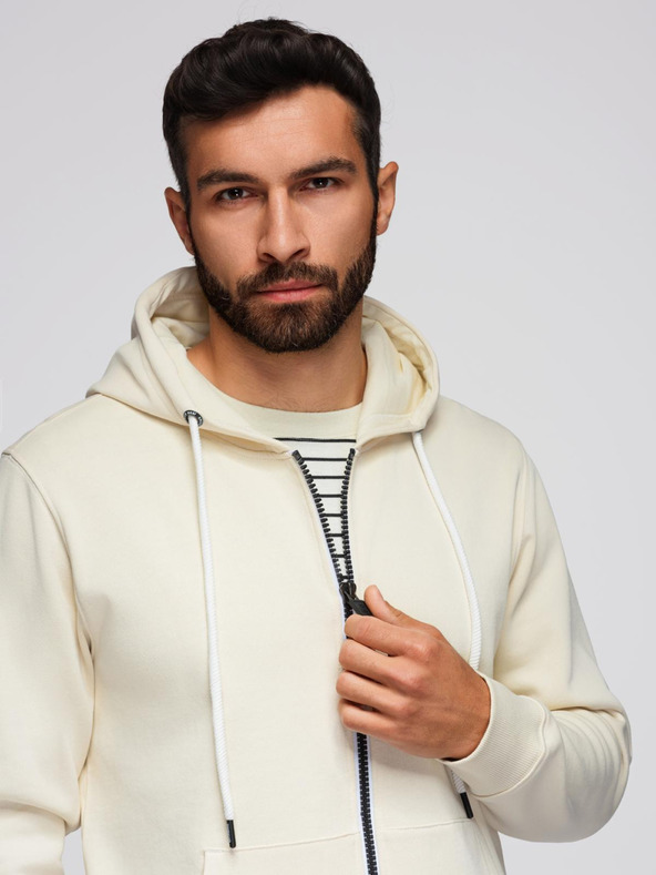 Ombre Clothing Férfi melegítő szett kapucnis pulóver + jogger nadrág - krém V11 Z119 Ombre Clothing