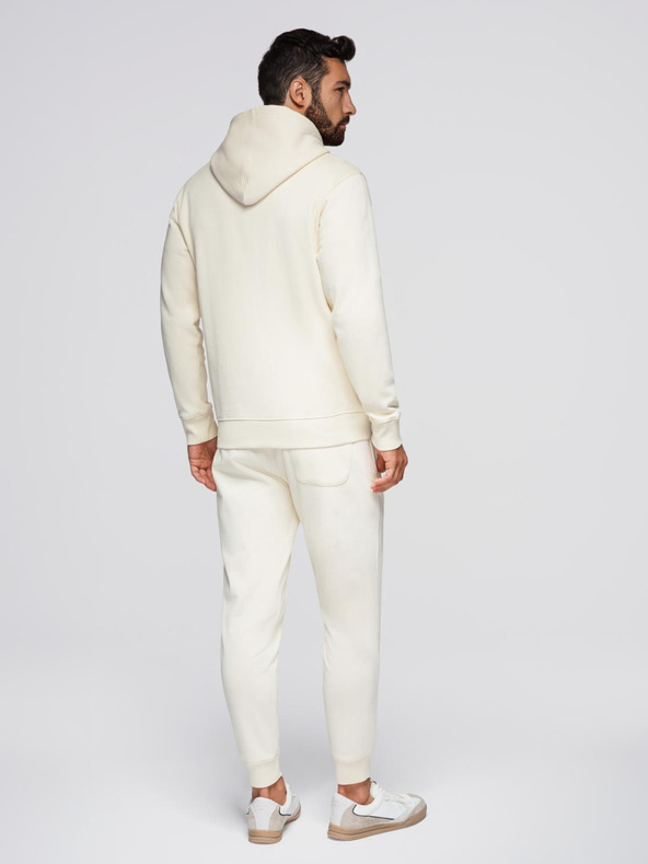 Ombre Clothing Férfi melegítő szett kapucnis pulóver + jogger nadrág - krém V11 Z119 Ombre Clothing