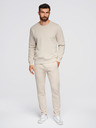 Ombre Clothing Férfi melegítő szett kerek kivágású pulóver + regular fit nadrág - bézs V1 Z122 Ombre Clothing