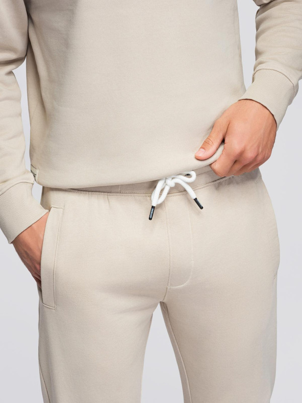 Ombre Clothing Férfi melegítő szett kerek kivágású pulóver + regular fit nadrág - bézs V1 Z122 Ombre Clothing