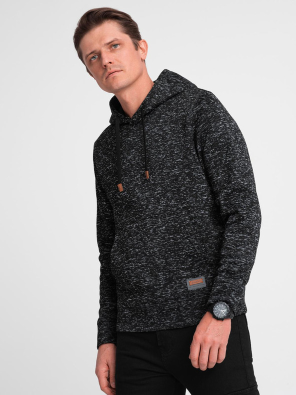 Ombre Clothing Férfi nem zippes kenguru pulóver kapucnival - grafitit melange V2 B1675 Ombre Clothing