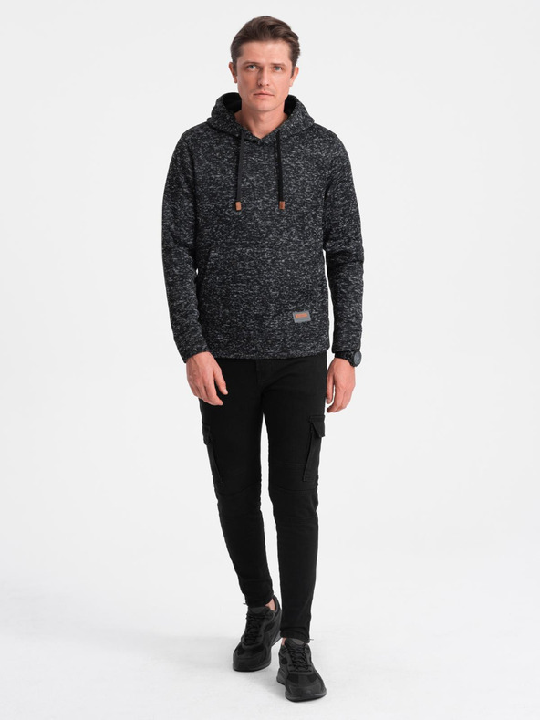 Ombre Clothing Férfi nem zippes kenguru pulóver kapucnival - grafitit melange V2 B1675 Ombre Clothing