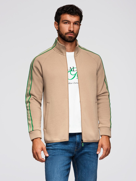 Ombre Clothing Férfi pulóver zipzárral és magas gallérral - barna V1 OM-SSZP-0224 Ombre Clothing