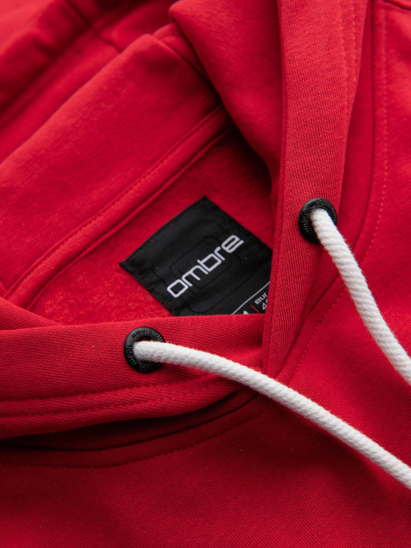 Ombre Clothing Férfi kapucnis pulóver egyetemi nyomattal - piros V1 B1714 Ombre Clothing