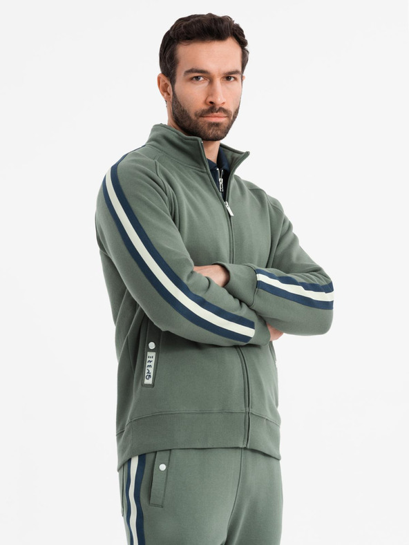 Ombre Clothing Férfi melegítő szett pulóver + jogger melegítő - olivazöld V2 Z114 Ombre Clothing