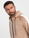 Ombre Clothing Férfi cipzáras kapucnis pulóver + jogger nadrág - bézs V4 Z118 Ombre Clothing