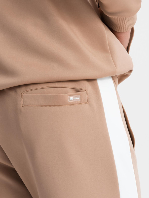 Ombre Clothing Férfi cipzáras kapucnis pulóver + jogger nadrág - bézs V4 Z118 Ombre Clothing