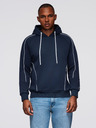 Ombre Clothing Férfi pulóver kontrasztos varrással és kapucnival - sötétkék V2 OM-SSNZ-0250 Ombre Clothing