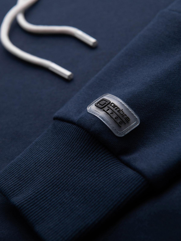 Ombre Clothing Férfi pulóver kontrasztos varrással és kapucnival - sötétkék V2 OM-SSNZ-0250 Ombre Clothing