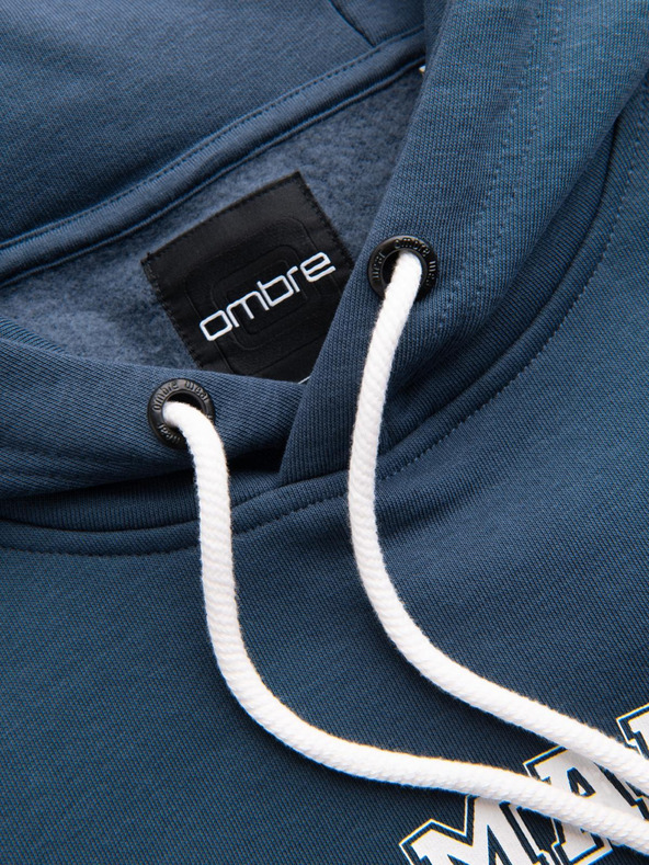 Ombre Clothing Férfi sportpulóver nagy nyomattal - sötétkék V2 B1714 Ombre Clothing