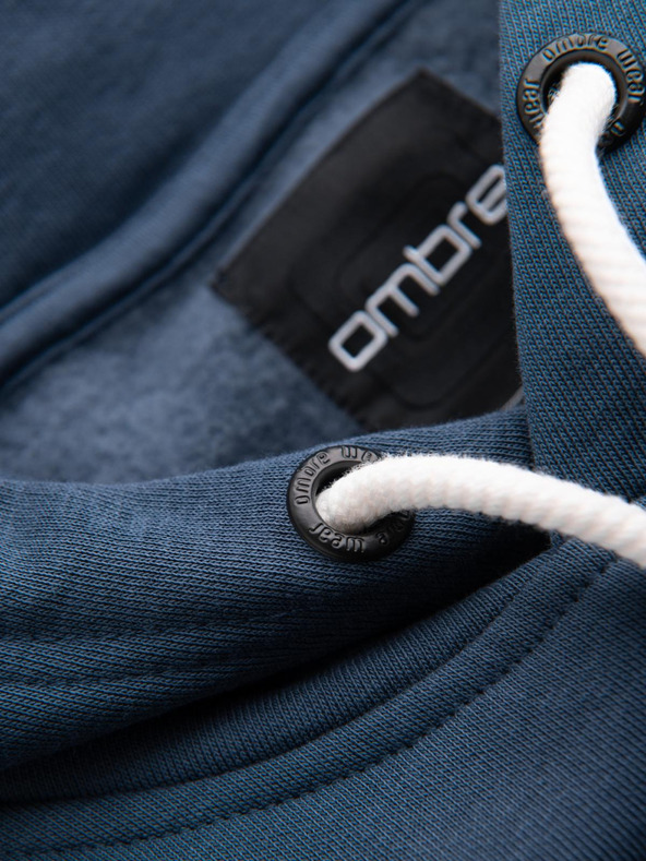 Ombre Clothing Férfi sportpulóver nagy nyomattal - sötétkék V2 B1714 Ombre Clothing