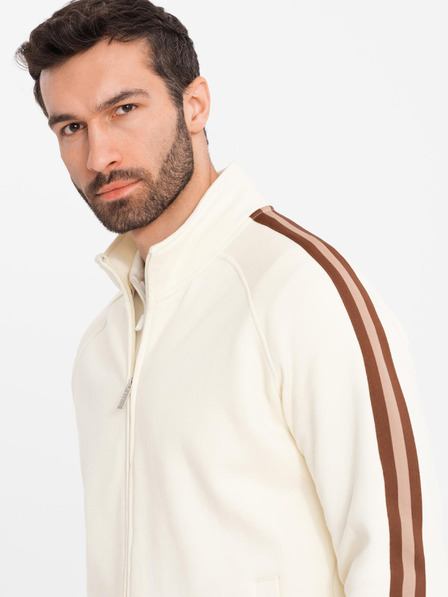 Ombre Clothing Férfi melegítő szett pulóver + jogger melegítő nadrág - krémszín V3 Z114 Ombre Clothing