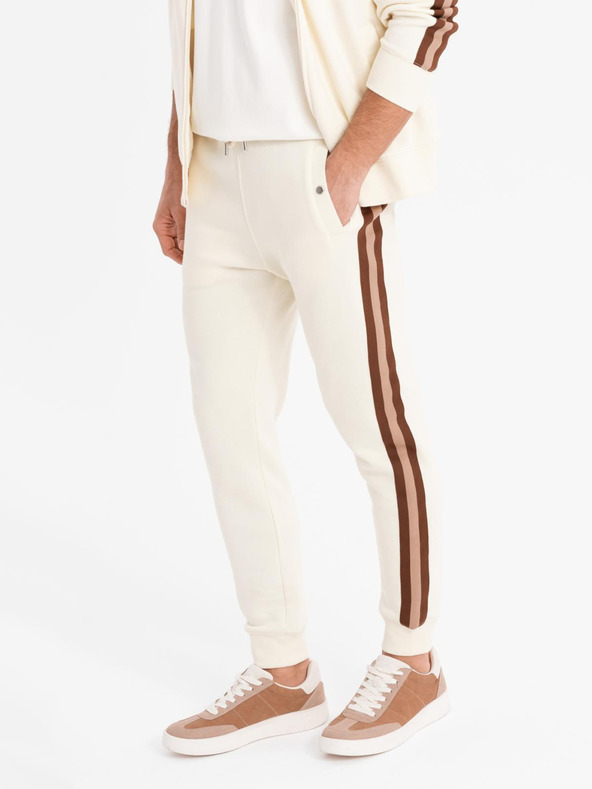 Ombre Clothing Férfi melegítő szett pulóver + jogger melegítő nadrág - krémszín V3 Z114 Ombre Clothing